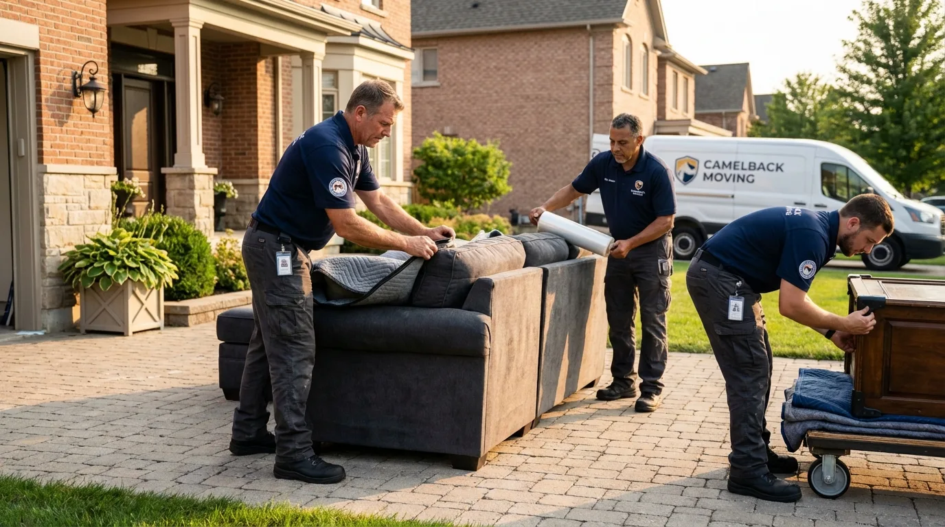 Large estate moving crew wrapping furniture in Friona, TX